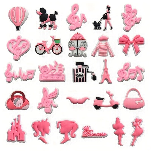 27pcs Pink Theme Shoe Decorations Charms