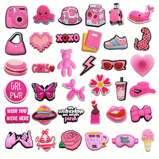 Charms for Shoes Decorations Accessories (pink set)